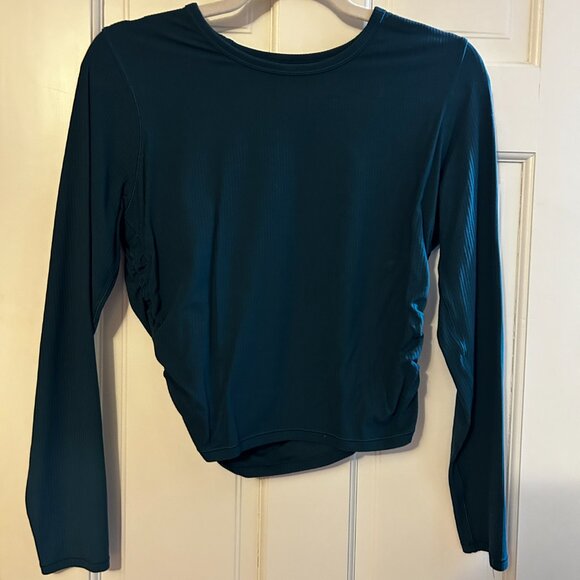 Lululemon All It Takes Ribbed Nulu Long-Sleeve Shirt Sz 8 Storm Teal - Picture 2 of 4